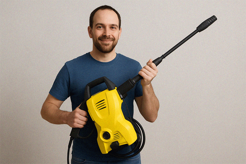 Professional pressure washing specialists at work