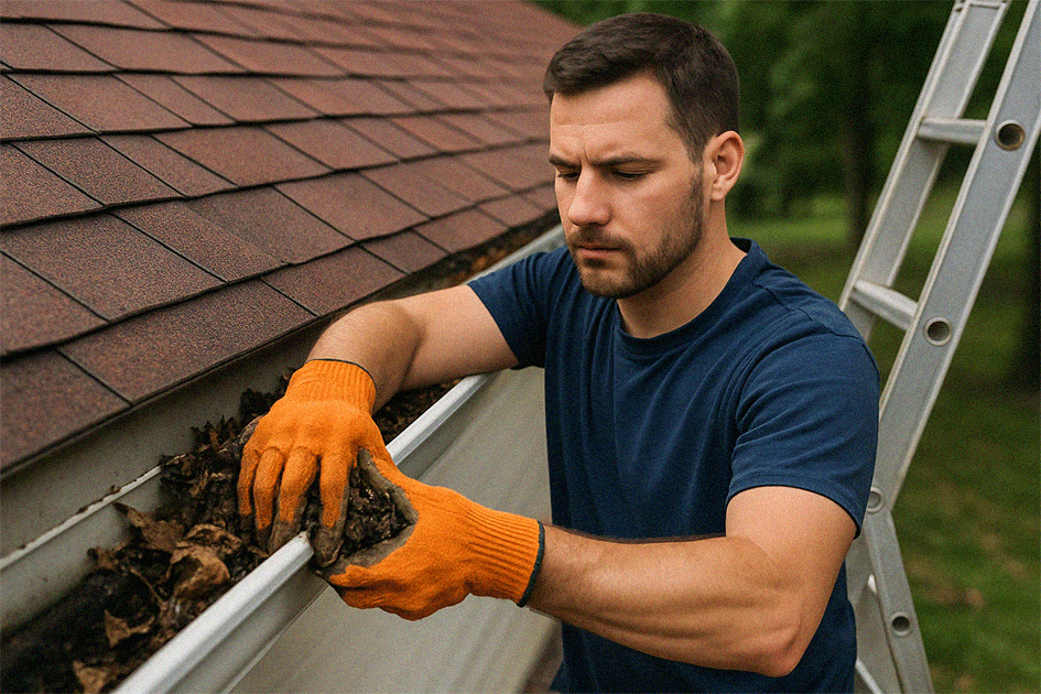 Pressure washing professionals cleaning residential deck